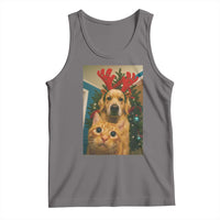 Funny Cat With Dog Selfie Christmas Tank Top Pet Lover Xmas Gift - Wonder Print Shop