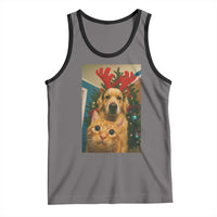 Funny Cat With Dog Selfie Christmas Tank Top Pet Lover Xmas Gift - Wonder Print Shop