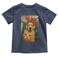 Funny Cat With Dog Selfie Christmas Toddler T Shirt Pet Lover Xmas Gift - Wonder Print Shop