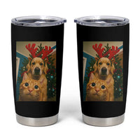 Funny Cat With Dog Selfie Christmas Tumbler Cup Pet Lover Xmas Gift - Wonder Print Shop