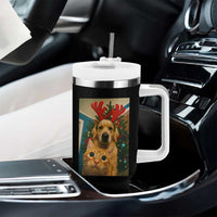 Funny Cat With Dog Selfie Christmas Tumbler With Handle Pet Lover Xmas Gift - Wonder Print Shop