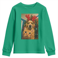 Funny Cat With Dog Selfie Christmas Youth Sweatshirt Pet Lover Xmas Gift - Wonder Print Shop