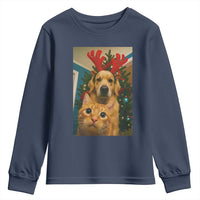 Funny Cat With Dog Selfie Christmas Youth Sweatshirt Pet Lover Xmas Gift - Wonder Print Shop