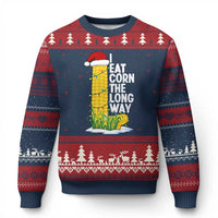 I Eat Corn The Long Way Ugly Christmas Sweater Funny Corn Adult Humor Christmas - Wonder Print Shop