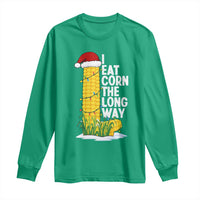 I Eat Corn The Long Way Long Sleeve Shirt Funny Corn Adult Humor Christmas - Wonder Print Shop