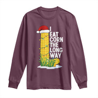 I Eat Corn The Long Way Long Sleeve Shirt Funny Corn Adult Humor Christmas - Wonder Print Shop