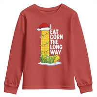 I Eat Corn The Long Way Youth Sweatshirt Funny Corn Adult Humor Christmas - Wonder Print Shop