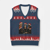 Poker Cats Christmas Meme Shirt V-Neck Knit Sweater Vest Funny Gambling Cat - Wonder Print Shop