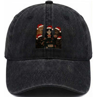 Poker Cats Christmas Meme Shirt Washed Cotton Baseball Cap Funny Gambling Cat
