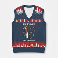 Marcus The Worm Meme V-Neck Knit Sweater Vest I Survived 67 Days On Rigatoni - Wonder Print Shop