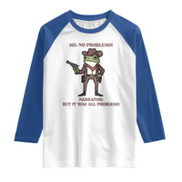 Cowboy Frog Meme Raglan Shirt Funny Me No Problemo Narrator - Wonder Print Shop