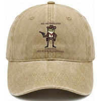 Cowboy Frog Meme Washed Cotton Baseball Cap Funny Me No Problemo Narrator