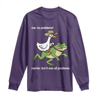 Cowboy Goose Meme Long Sleeve Shirt Funny Frog Me No Problemo Narrator - Wonder Print Shop
