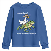 Cowboy Goose Meme Youth Sweatshirt Funny Frog Me No Problemo Narrator - Wonder Print Shop