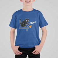 No Kings Protest T Shirt For Kid Funny Cat Kicking Crown - Wonder Print Shop