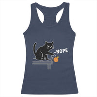 No Kings Protest Racerback Tank Top Funny Cat Kicking Crown - Wonder Print Shop