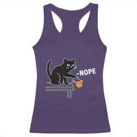 No Kings Protest Racerback Tank Top Funny Cat Kicking Crown - Wonder Print Shop