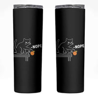 No Kings Protest Skinny Tumbler Funny Cat Kicking Crown - Wonder Print Shop