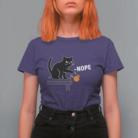 No Kings Protest T Shirt For Women Funny Cat Kicking Crown - Wonder Print Shop
