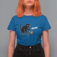 No Kings Protest T Shirt For Women Funny Cat Kicking Crown - Wonder Print Shop
