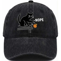 No Kings Protest Washed Cotton Baseball Cap Funny Cat Kicking Crown