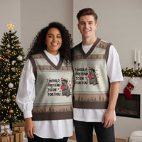 Funny Groundhog Valentines V-Neck Knit Sweater Vest I Would Pretend To Die For You - Wonder Print Shop
