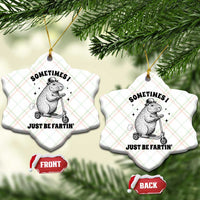 Funny Groundhog Scooter Ceramic Ornament Sometimes I Just Be Fartin - Wonder Print Shop