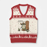Funny Cowboy Frog V-Neck Knit Sweater Vest Sometimes I Just Be Fartin - Wonder Print Shop