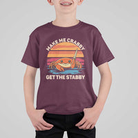 Funny Crab Meme Y2K T Shirt For Kid Make Me Crabby Get The Stabby - Wonder Print Shop
