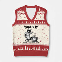Funny Raccoon Meme V-Neck Knit Sweater Vest That Is It You Are Going In The Soup - Wonder Print Shop