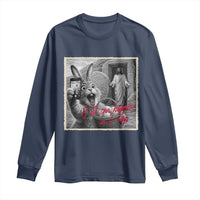 Funny Easter Jesus Long Sleeve Shirt Christian Jesus Come Back Bunny Selfie