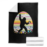 Funny Bigfot Easter Throw Blanket Sasquatch Rock On Rabbit