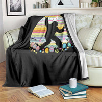 Funny Bigfot Easter Throw Blanket Sasquatch Rock On Rabbit