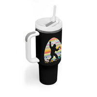 Funny Bigfot Easter Tumbler With Handle Sasquatch Rock On Rabbit