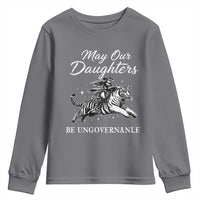 May Our Daughters Be Ungovernable Youth Sweatshirt Cowgirl Western Cowgirl Hell Cat Women's Rights