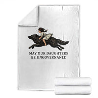 May Our Daughters Be Ungovernable Throw Blanket Girl Riding Wolf Activist Feminist Protest