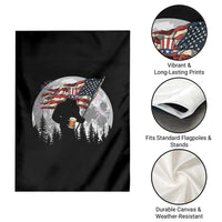 Bigfoot Drinking Beer 4th of July Garden Flag Sasquatch Hiking Moon American Flag