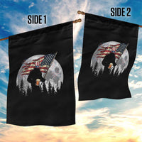 Bigfoot Drinking Beer 4th of July Garden Flag Sasquatch Hiking Moon American Flag