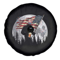 Bigfoot Drinking Beer 4th of July Spare Tire Cover Sasquatch Hiking Moon American Flag