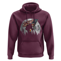 Bigfoot Drinking Beer 4th of July Hoodie Sasquatch Hiking Moon American Flag