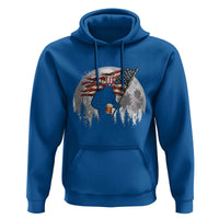 Bigfoot Drinking Beer 4th of July Hoodie Sasquatch Hiking Moon American Flag