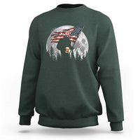 Bigfoot Drinking Beer 4th of July Sweatshirt Sasquatch Hiking Moon American Flag