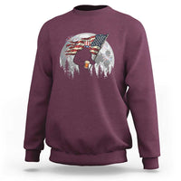 Bigfoot Drinking Beer 4th of July Sweatshirt Sasquatch Hiking Moon American Flag