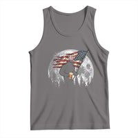 Bigfoot Drinking Beer 4th of July Tank Top Sasquatch Hiking Moon American Flag