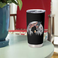 Bigfoot Drinking Beer 4th of July Tumbler Cup Sasquatch Hiking Moon American Flag