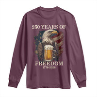 250 Years Of Freedom Long Sleeve Shirt Bald Eagle Drinking Beer American Flag