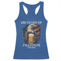 250 Years Of Freedom Racerback Tank Top Bald Eagle Drinking Beer American Flag
