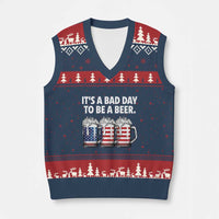 Beer American Flag 4th of July V-Neck Knit Sweater Vest Bad Day to Be A Beer