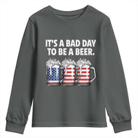 Beer American Flag 4th of July Youth Sweatshirt Bad Day to Be A Beer