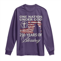 250th Anniversary USA Long Sleeve Shirt One Nation Under God 250 Years Of Blessing